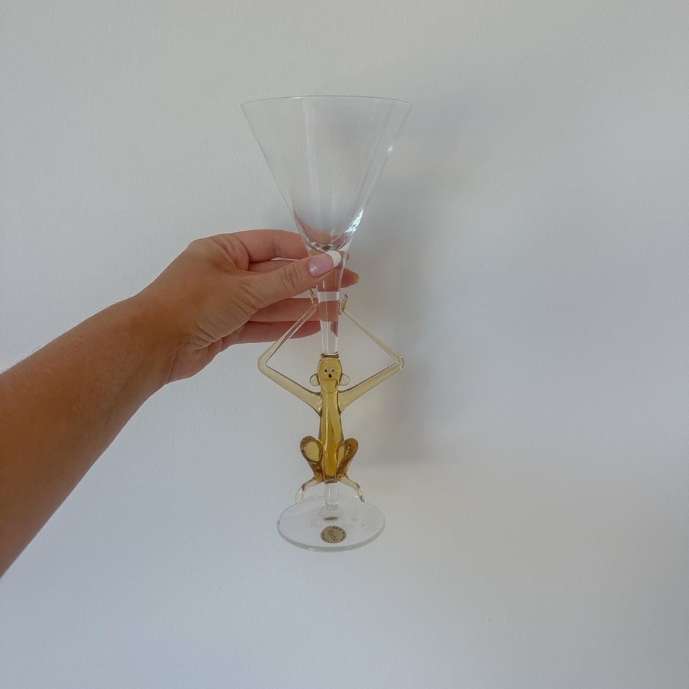 Vintage Monkey Martini Glass Murano Venezia Made in Italy - RARE